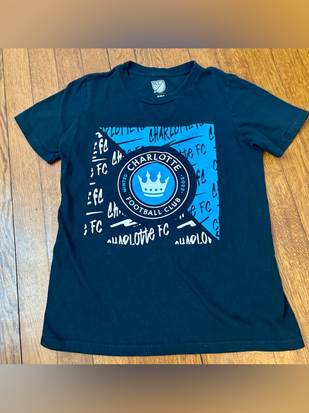 Charlotte Football Club Kids Black & Blue Graphic Tee, Medium